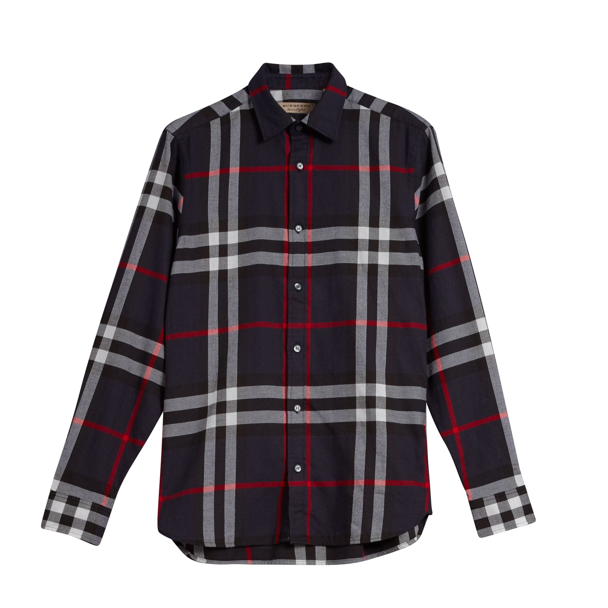 Chemise en flanelle de coton à motif check - Navy