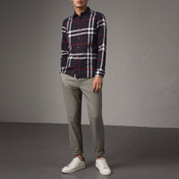 Chemise en flanelle de coton à motif check - Navy