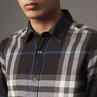 Chemise en flanelle de coton à motif check - Black
