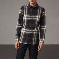 Chemise en flanelle de coton à motif check - Black