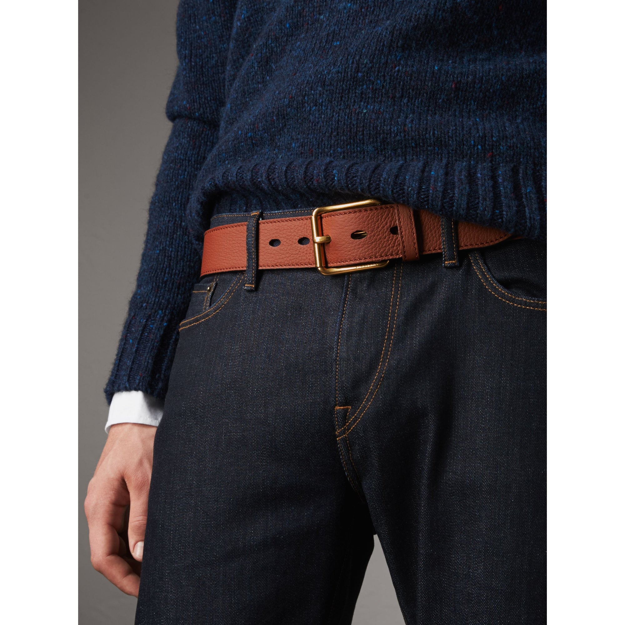 Ceinture en cuir grainé - Chestnut Brown