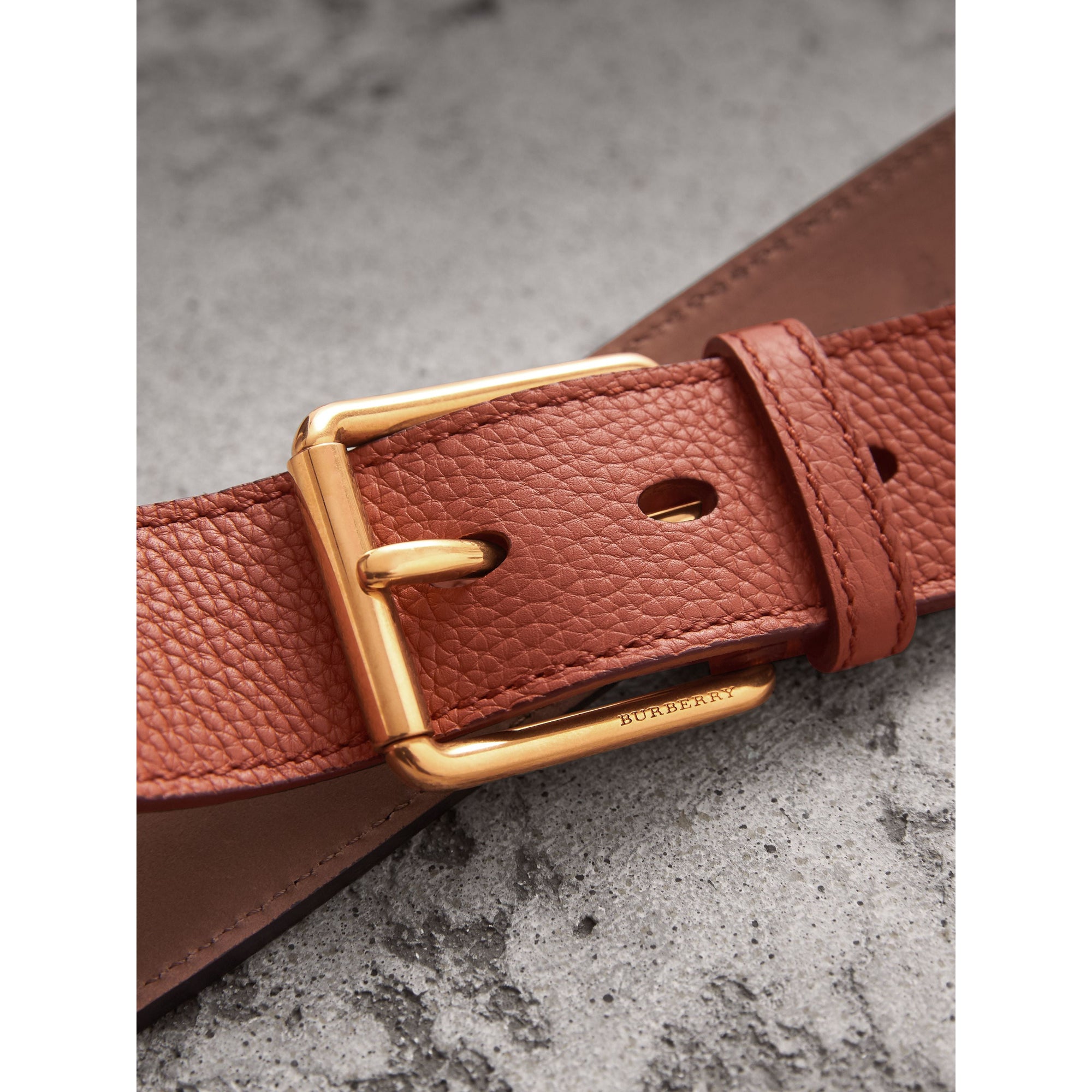 Ceinture en cuir grainé - Chestnut Brown