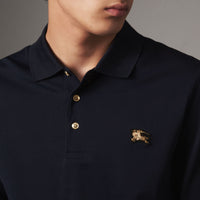 Polo en piqué de coton à manches longues - Navy