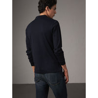 Polo en piqué de coton à manches longues - Navy