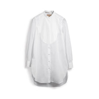 Longue chemise tunique en coton avec plastron - Natural White