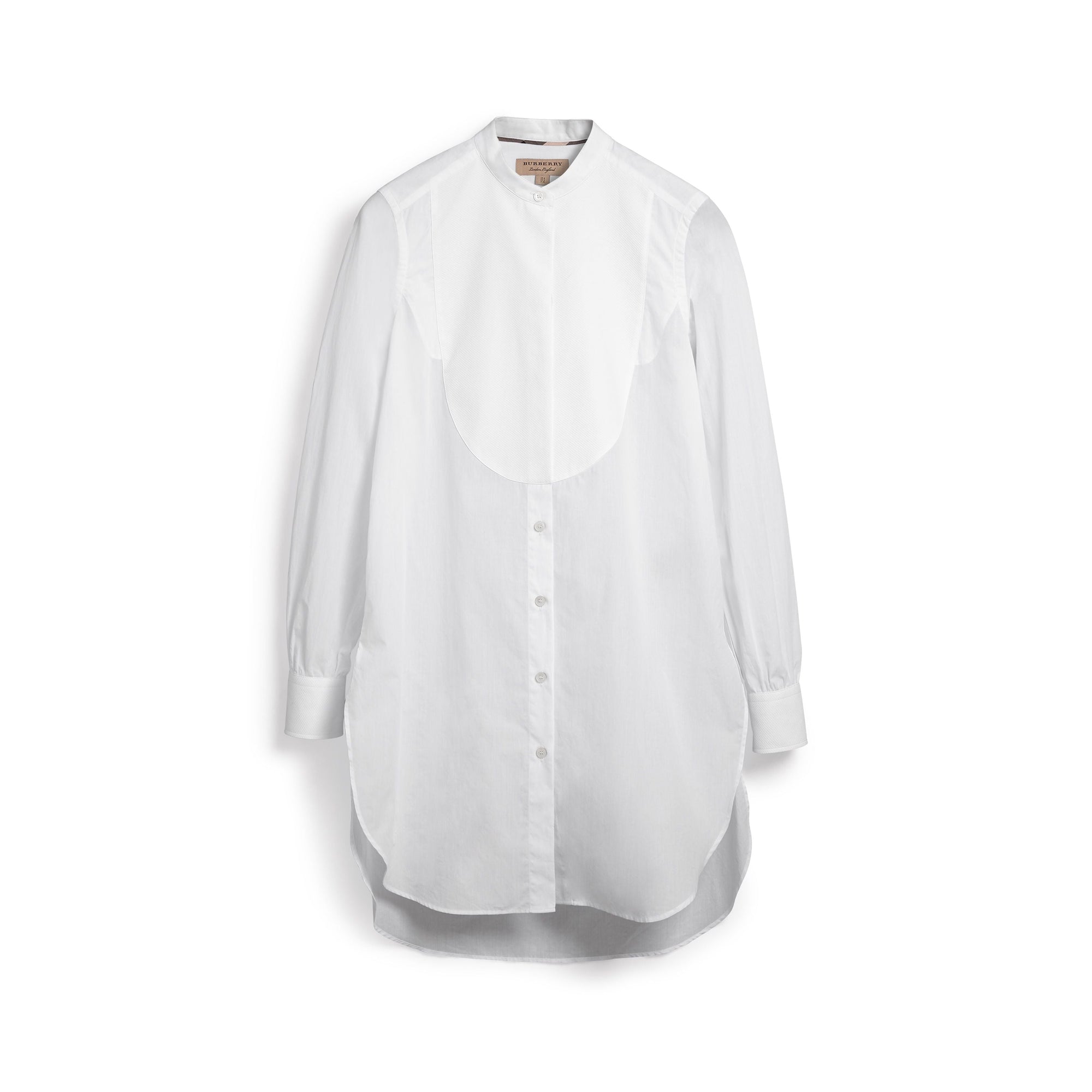 Longue chemise tunique en coton avec plastron - Natural White