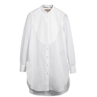 Longue chemise tunique en coton avec plastron - Natural White