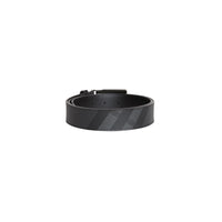 Ceinture en tissu London check et cuir avec boucle plaque - Charcoal & Black