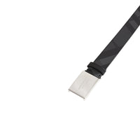 Ceinture en tissu London check et cuir avec boucle plaque - Charcoal & Black