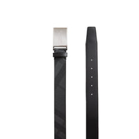Ceinture en tissu London check et cuir avec boucle plaque - Charcoal & Black