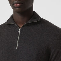 Pull en cachemire et coton à col zippé - Charcoal