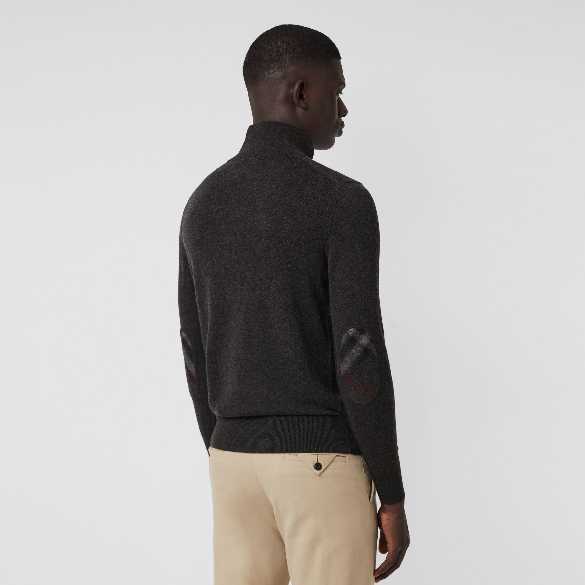 Pull en cachemire et coton à col zippé - Charcoal