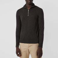 Pull en cachemire et coton à col zippé - Charcoal