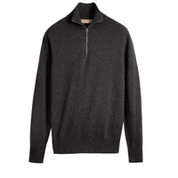 Pull en cachemire et coton à col zippé - Charcoal
