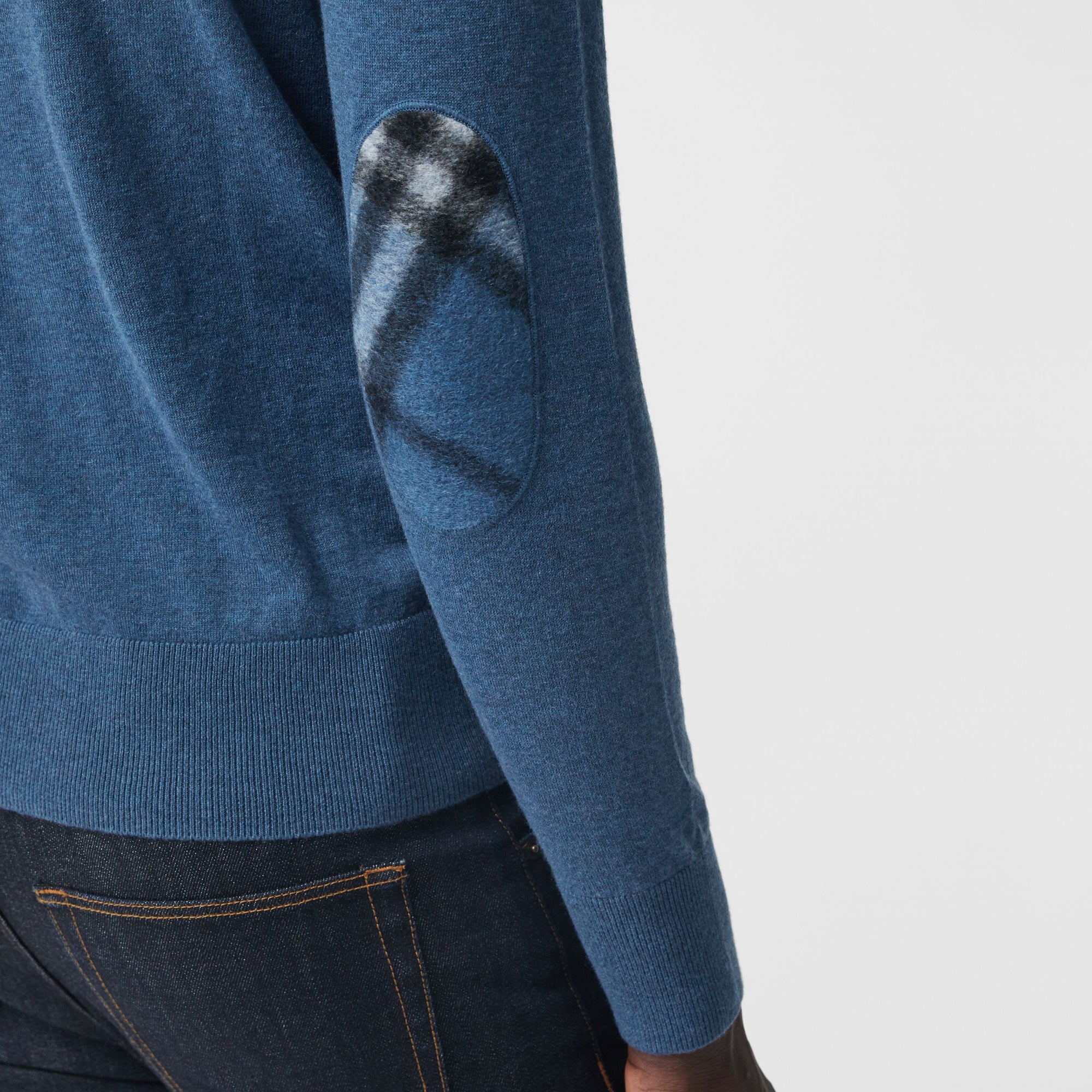 Pull en cachemire et coton à col zippé - Steel Blue