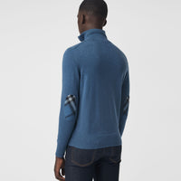 Pull en cachemire et coton à col zippé - Steel Blue