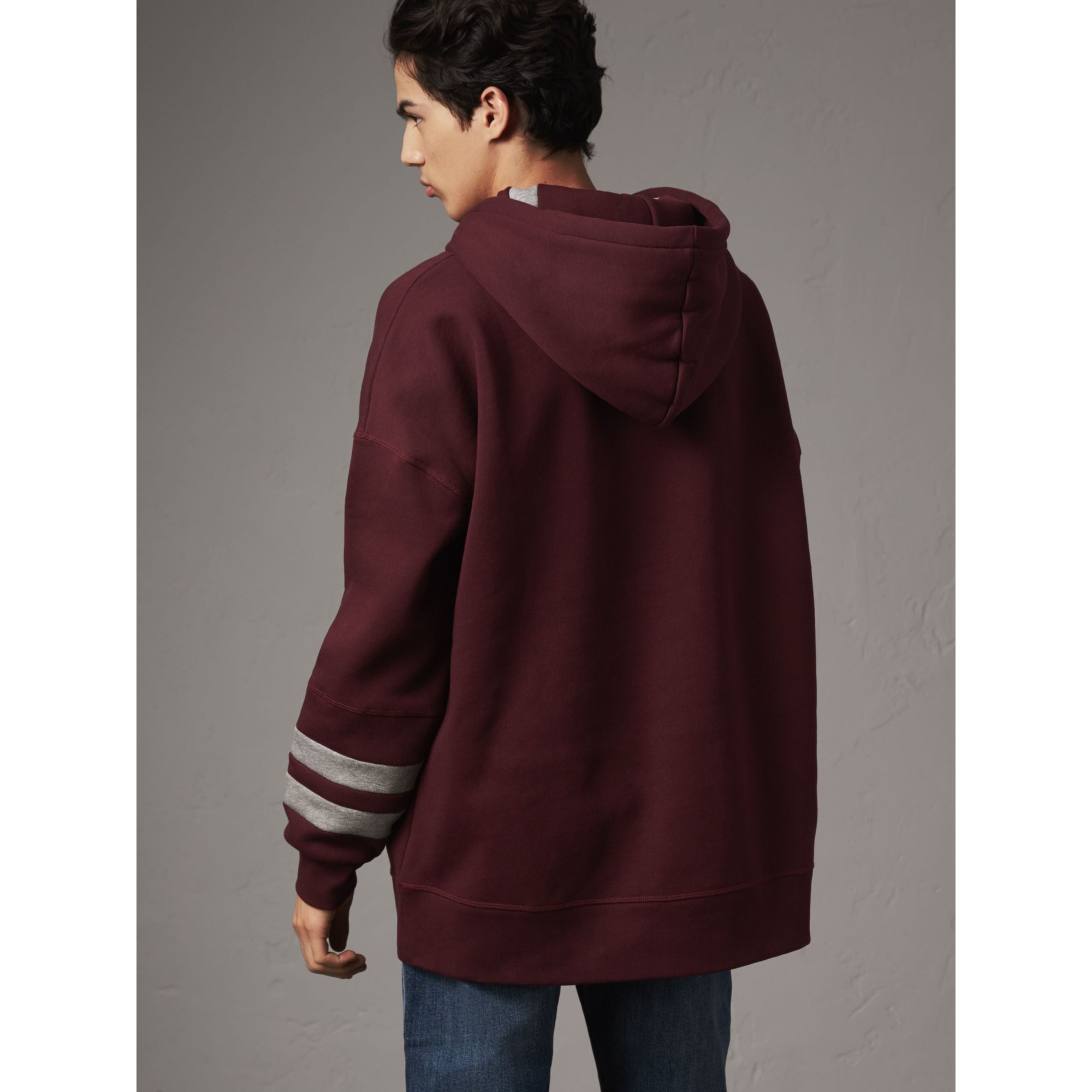Sweat-shirt oversize à capuche à grosses rayures - Deep Claret