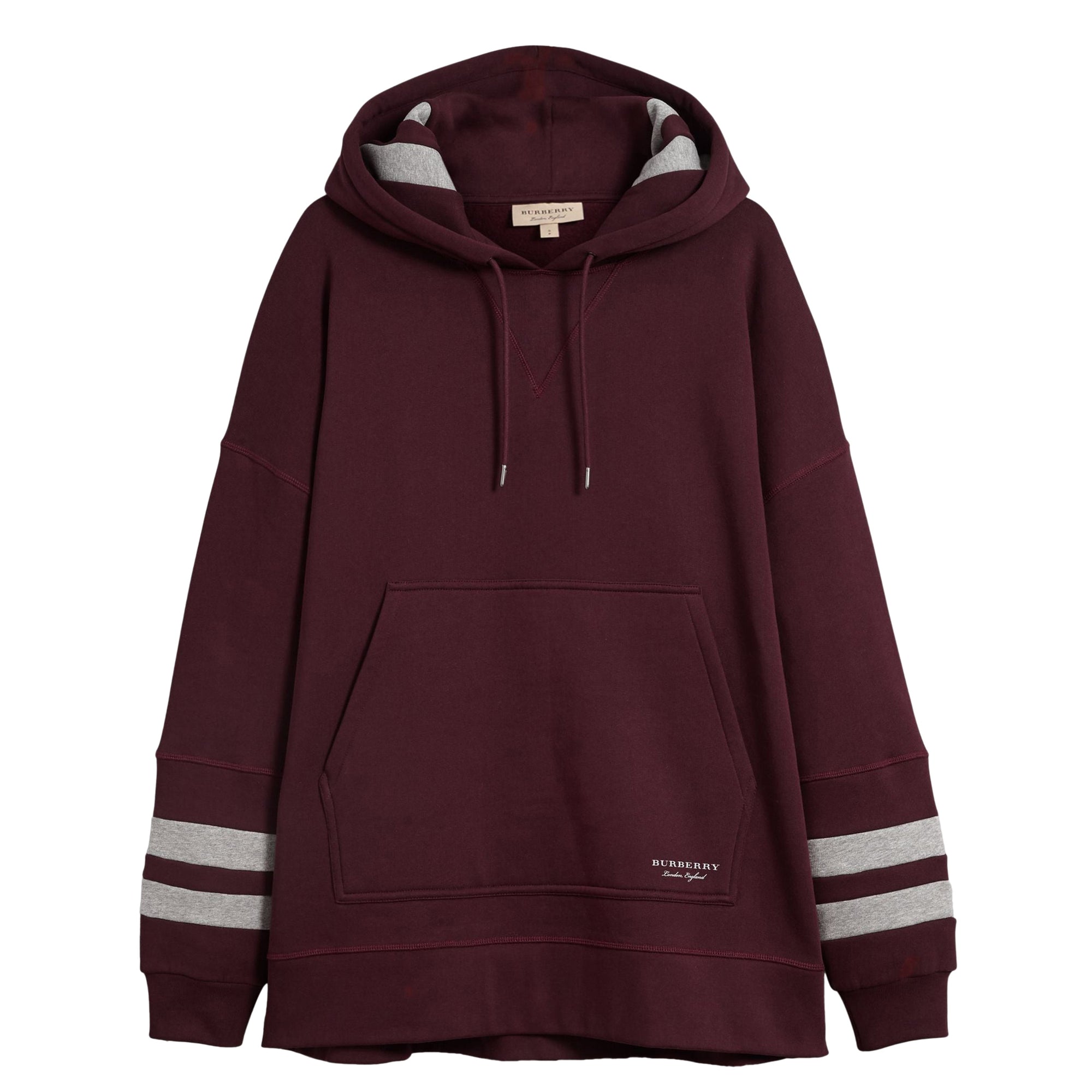 Sweat-shirt oversize à capuche à grosses rayures - Deep Claret