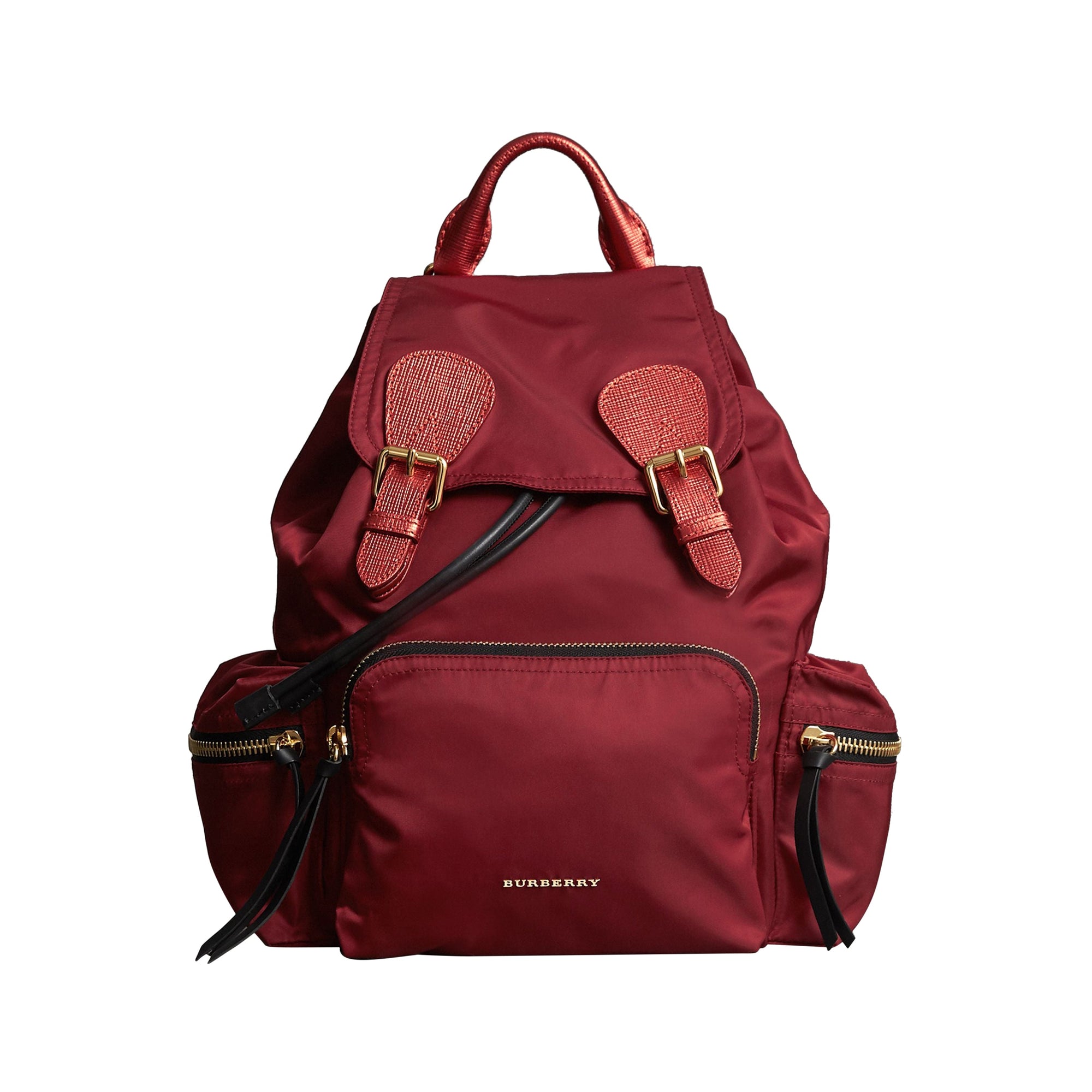 Sac The Rucksack moyen en nylon technique et cuir - Crimson Red & Crim Red