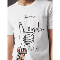 T-shirt en coton à imprimé icônes londoniennes - White