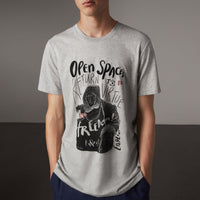 T-shirt en coton avec motif graphique Open Spaces - Pale Grey Melange