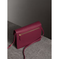 Petit sac à bandoulière en cuir et coton House check - Berry Pink