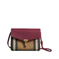 Petit sac à bandoulière en cuir et coton House check - Berry Pink