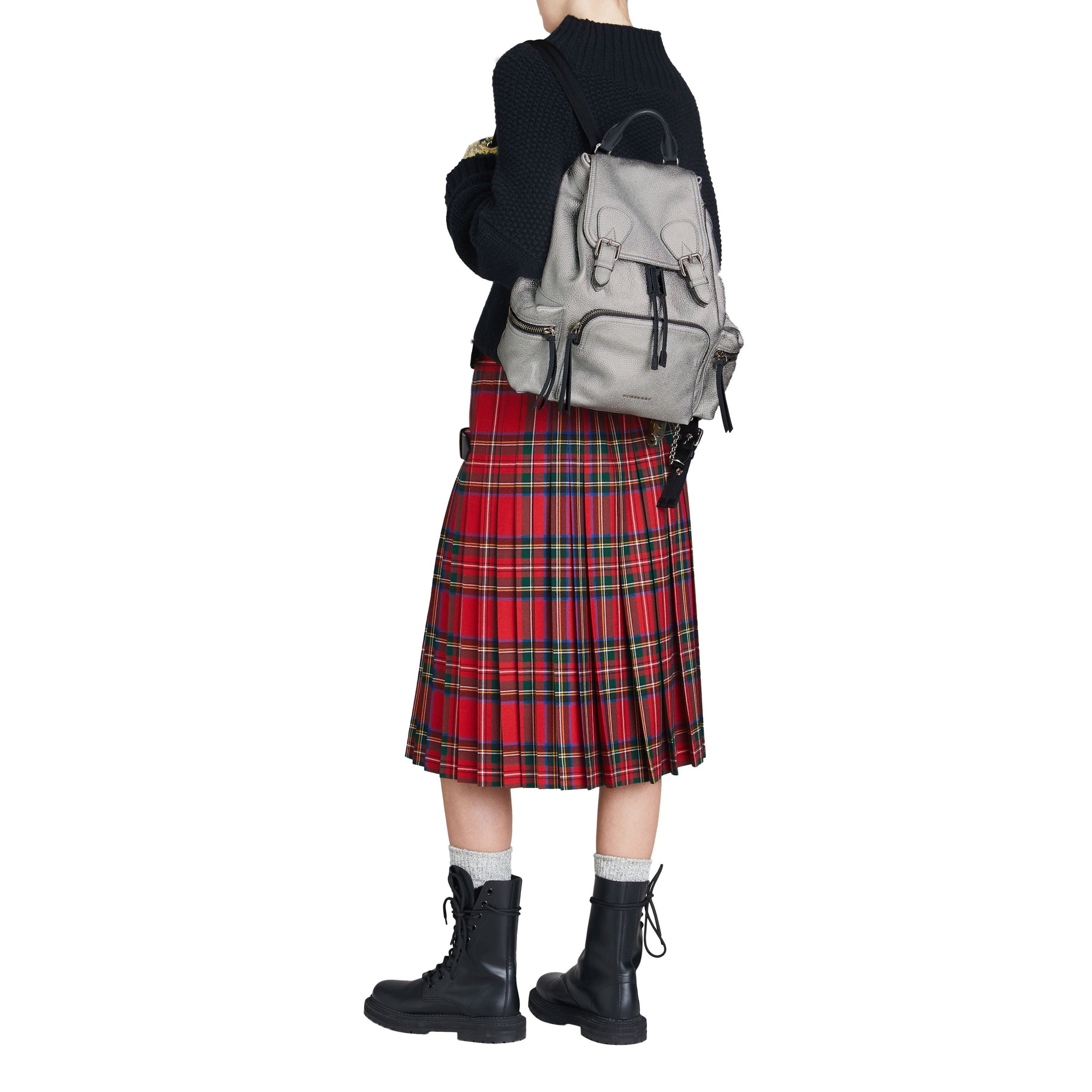 Sac The Rucksack moyen en cuir de cerf métallisé - Silver