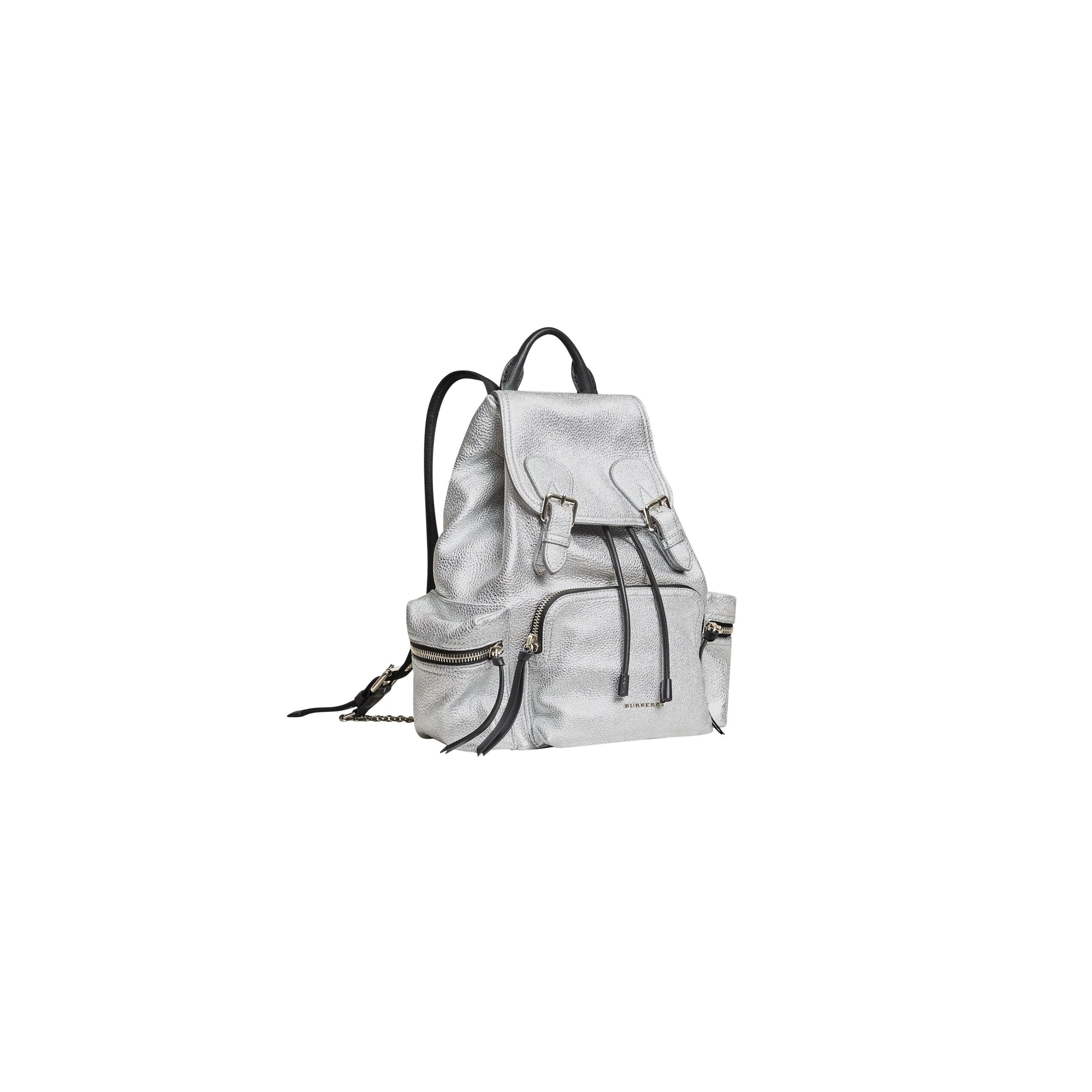 Sac The Rucksack moyen en cuir de cerf métallisé - Silver
