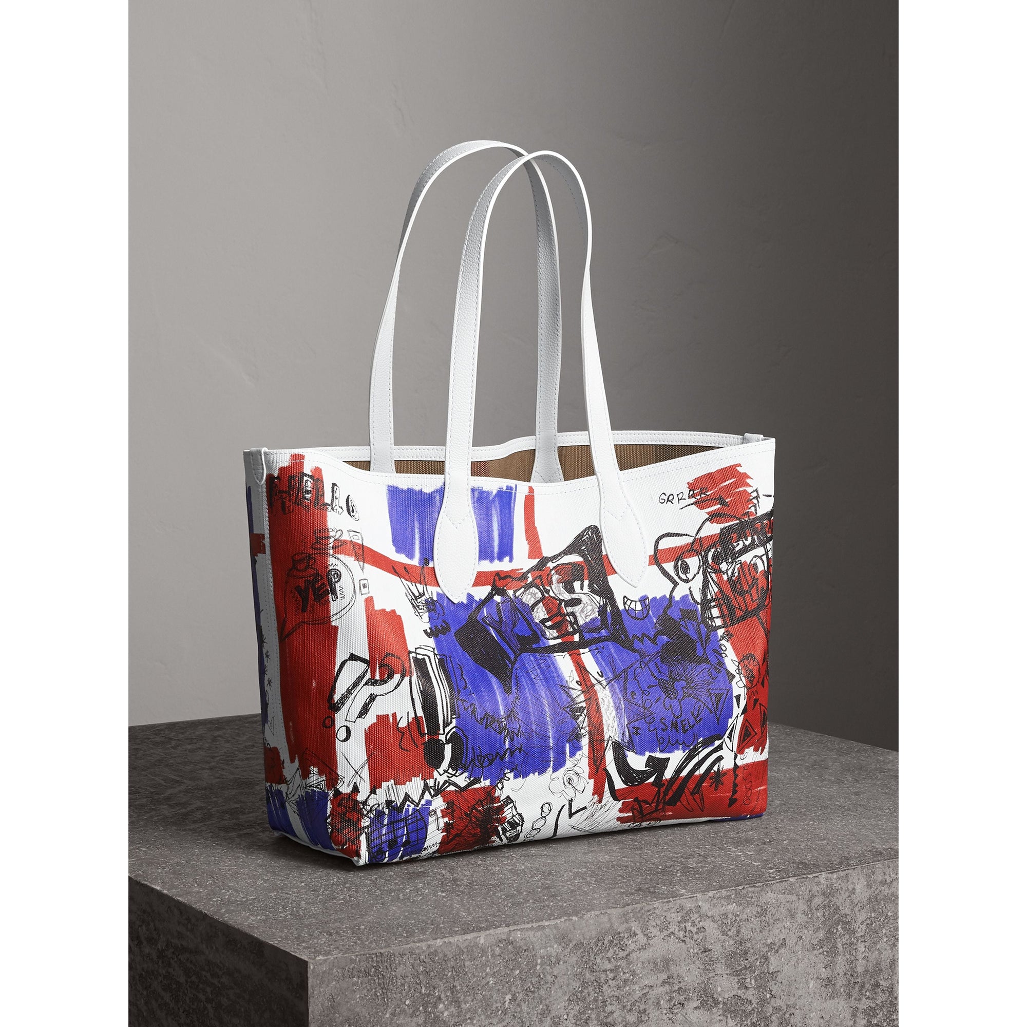 Sac tote Doodle moyen réversible - Pink