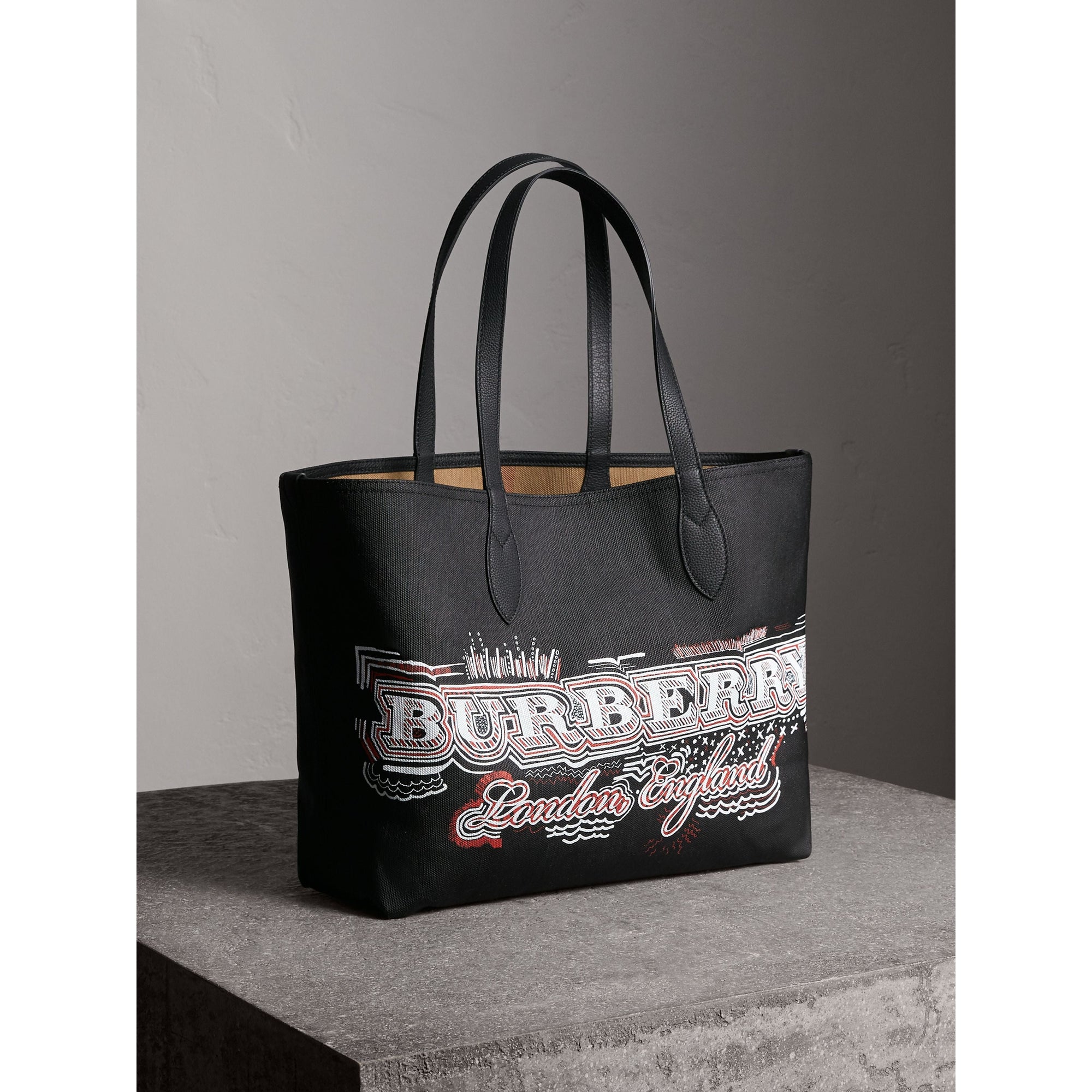 Sac tote Doodle moyen réversible - Black