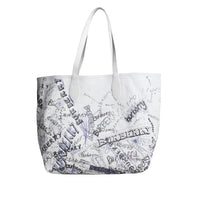 Grand sac tote Doodle réversible - White