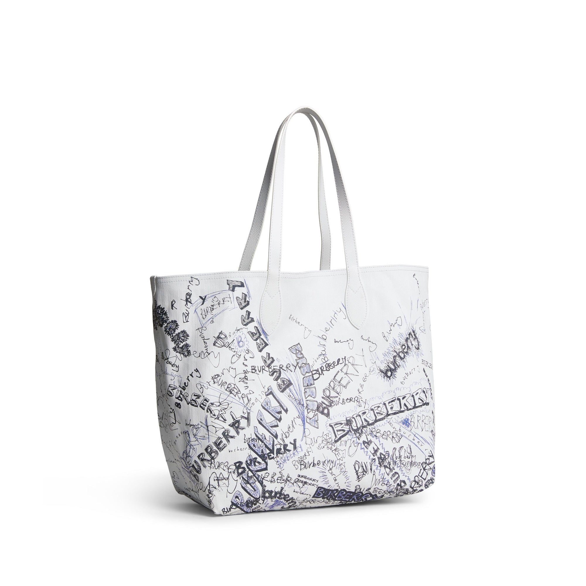 Grand sac tote Doodle réversible - White