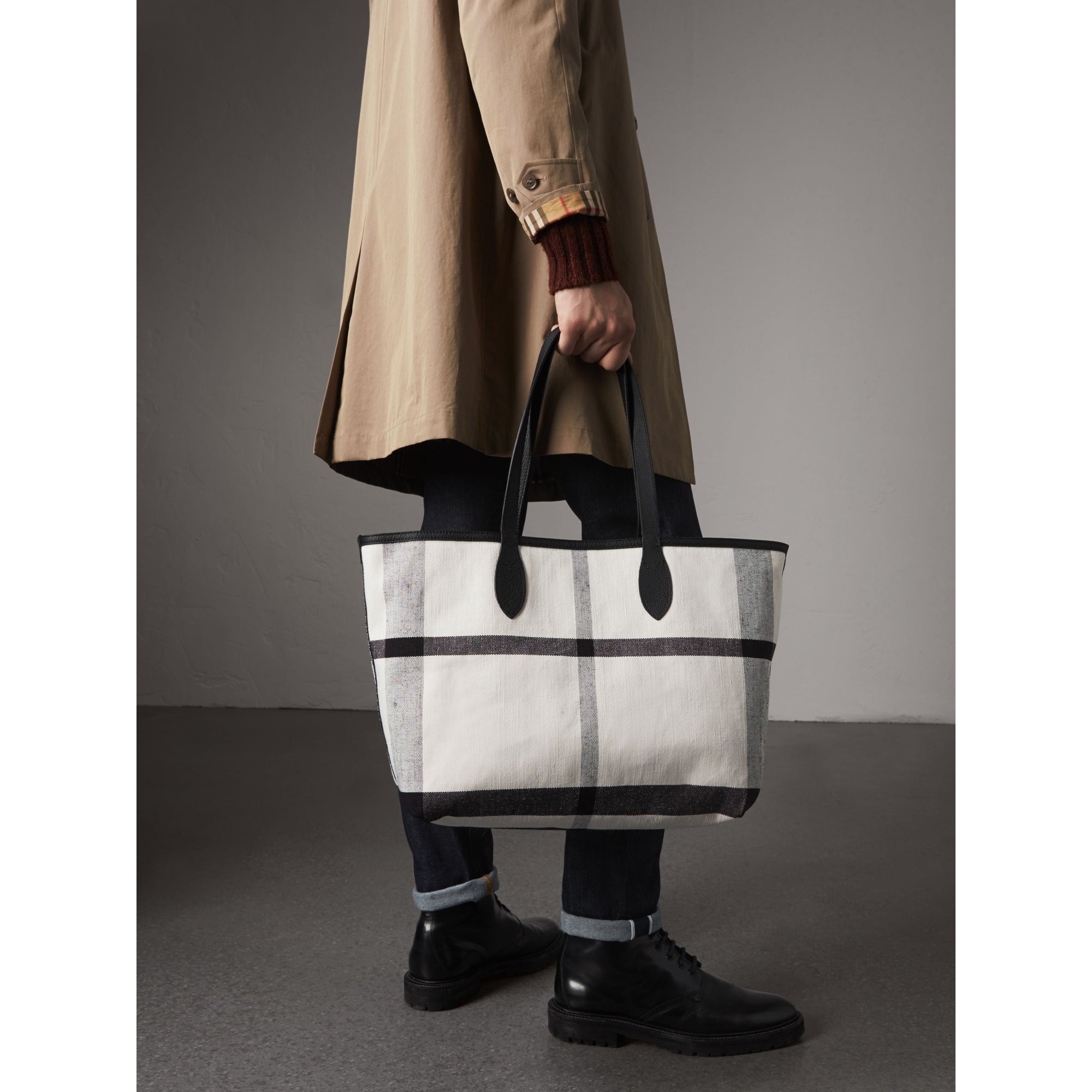 Sac tote Doodle moyen réversible - White & Trans & Black