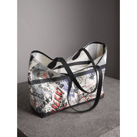 Sac tote Doodle moyen réversible - White & Trans & Black