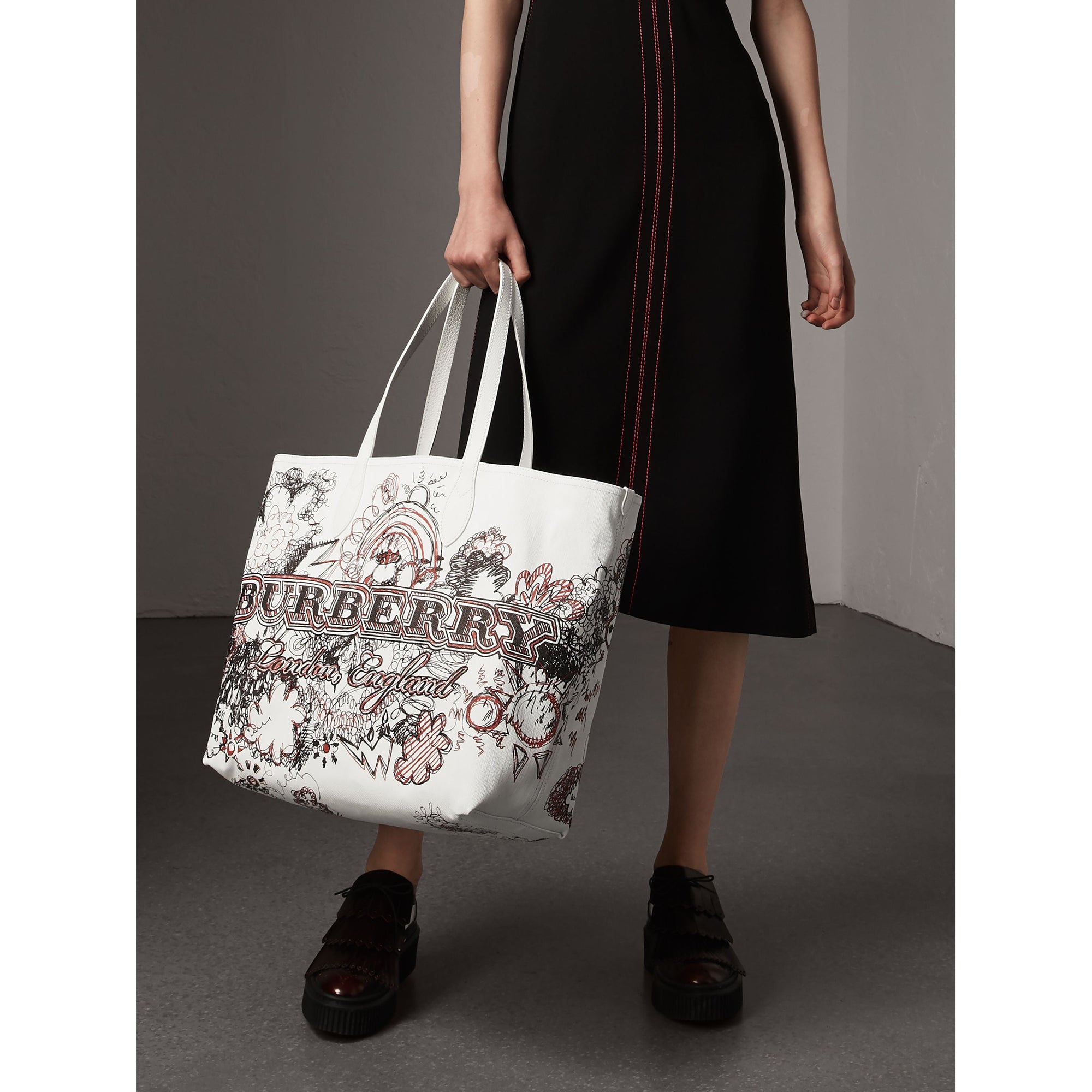 Grand sac tote Doodle réversible - Pink