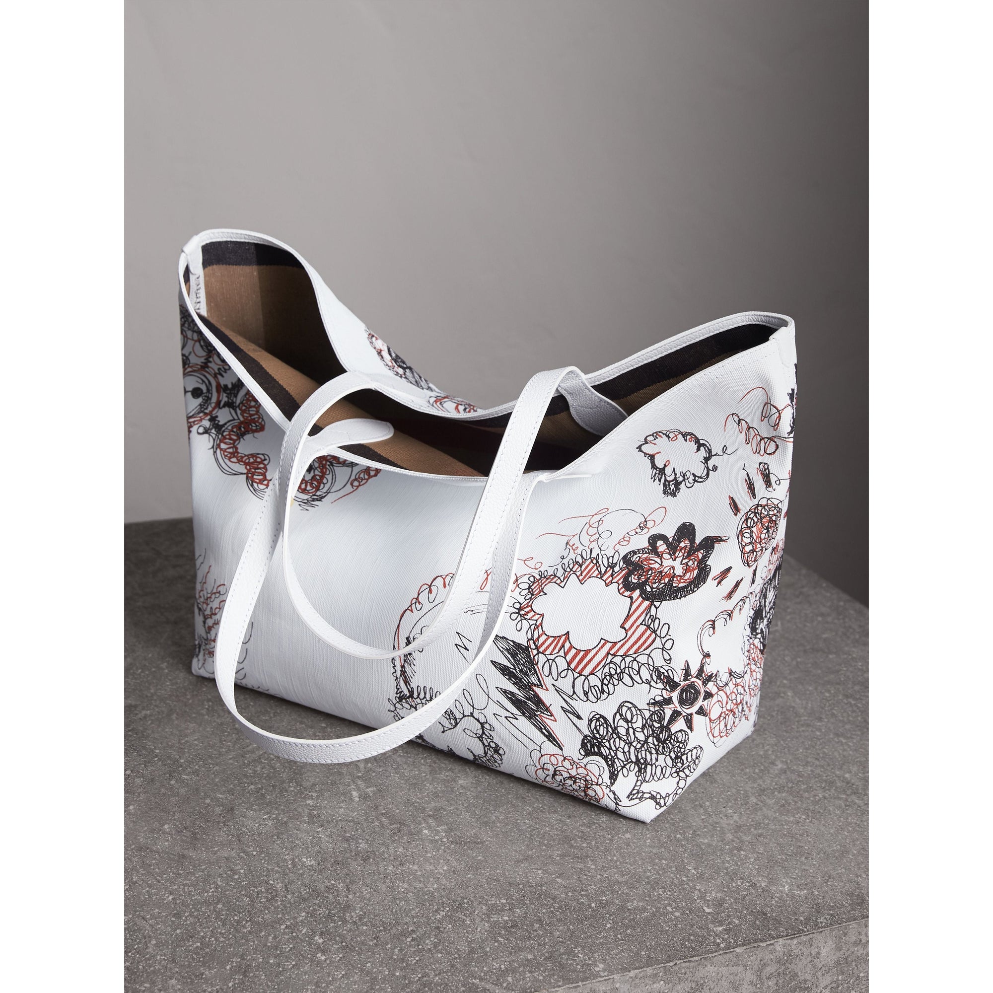Grand sac tote Doodle réversible - Pink