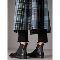 Bottines Chelsea en cuir texturé de style richelieu - Black