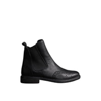 Bottines Chelsea en cuir texturé de style richelieu - Black