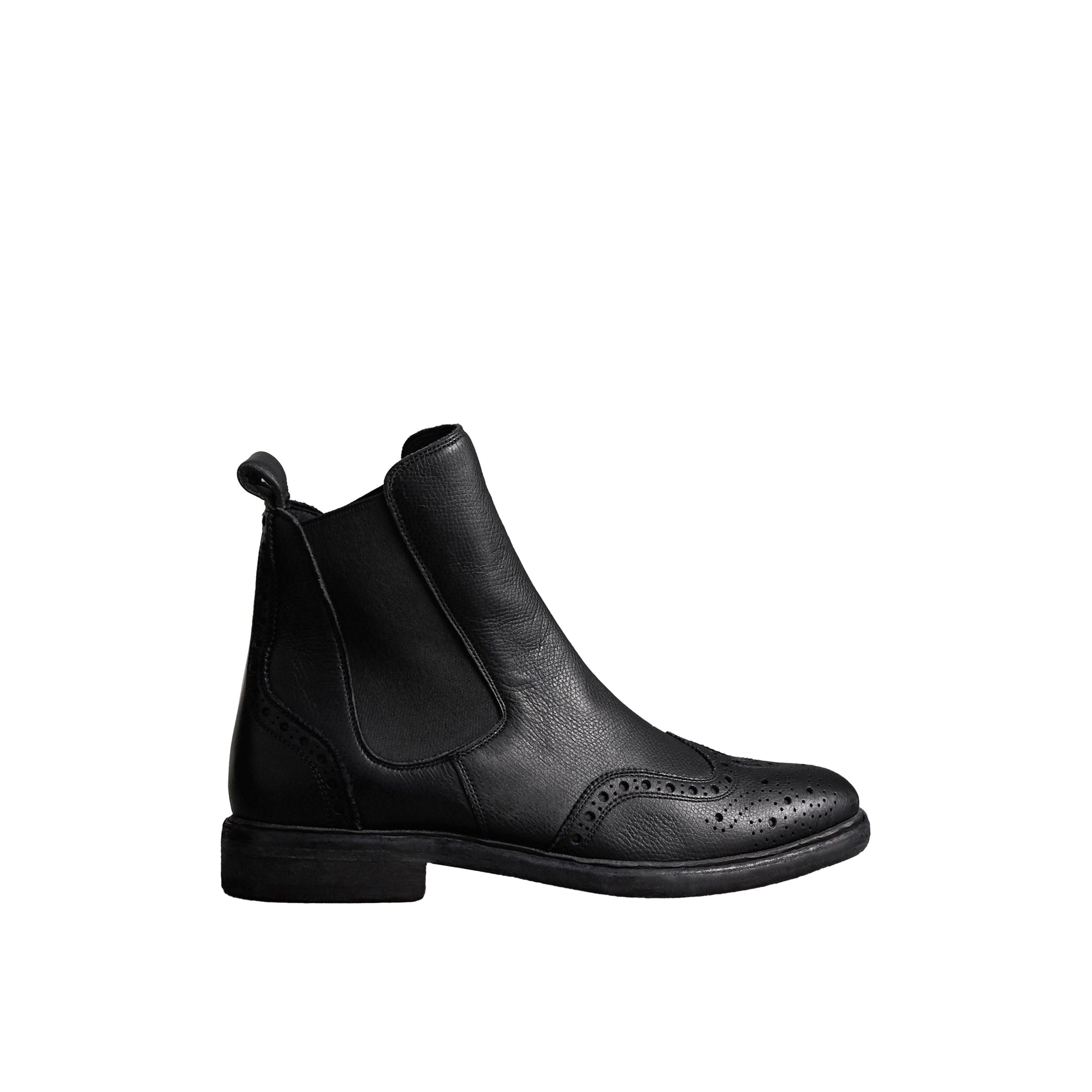 Bottines Chelsea en cuir texturé de style richelieu - Black