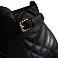 Bottines en cuir matelassé avec sangle - Black