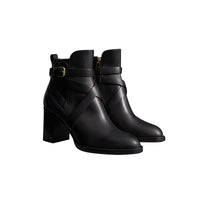 Bottines en cuir matelassé avec sangle - Black
