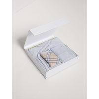 Set cadeau trois pièces en coton à motif check pour bébé - Ice Blue