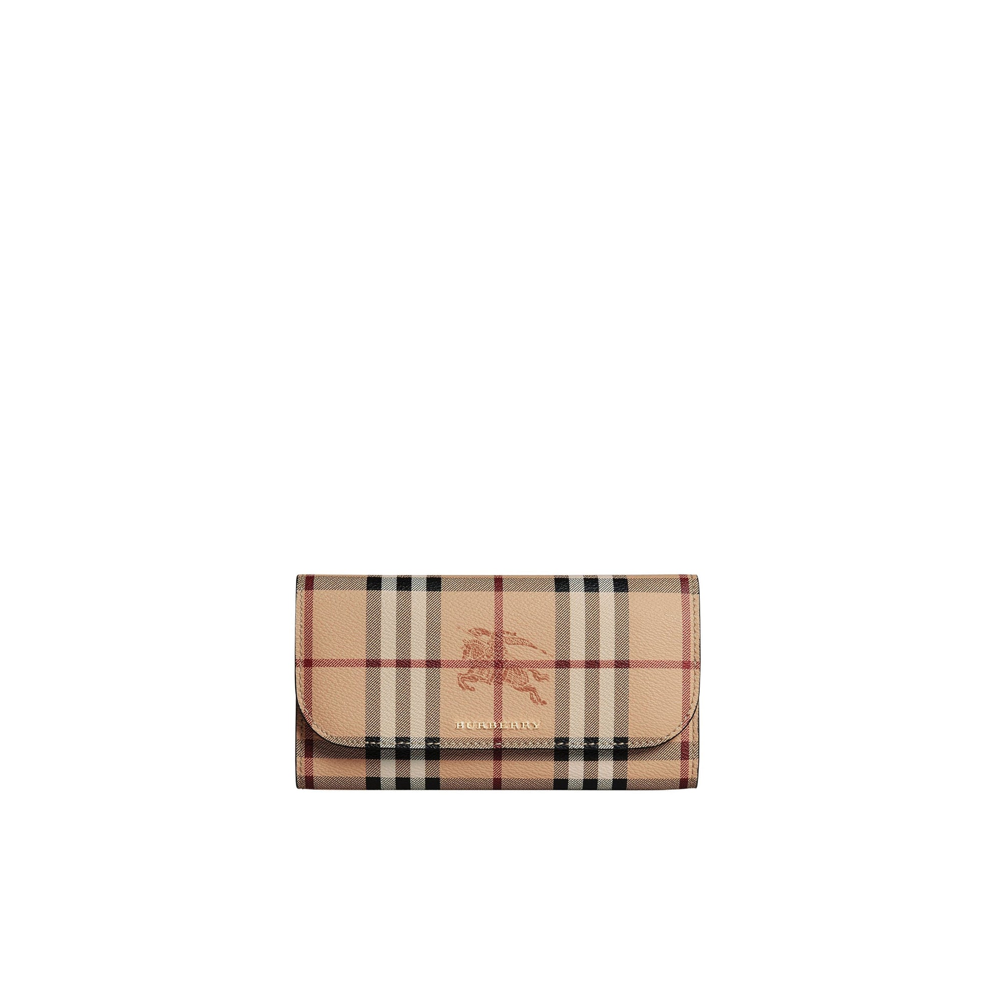 Portefeuille continental fin en cuir à motif Haymarket check - Black