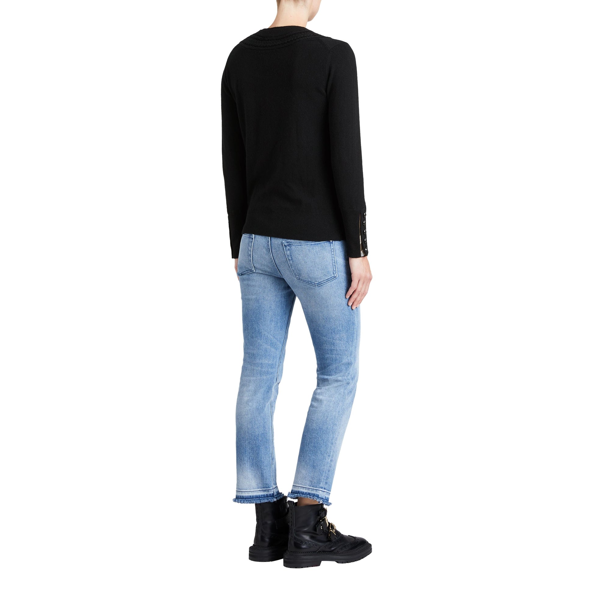 Pull en cachemire avec empiècement en maille torsadée - Black
