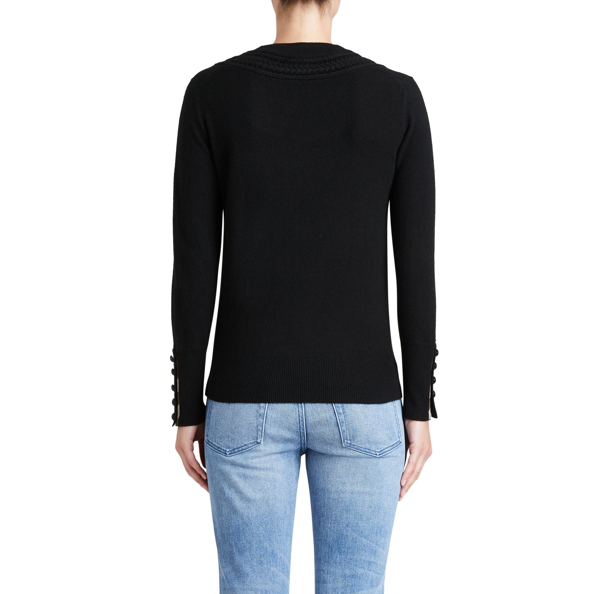Pull en cachemire avec empiècement en maille torsadée - Black