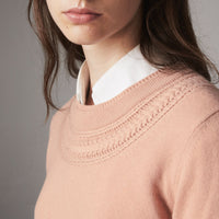 Pull en cachemire avec empiècement en maille torsadée - Apricot Pink