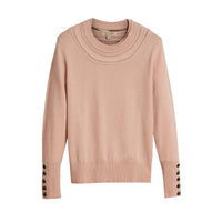 Pull en cachemire avec empiècement en maille torsadée - Apricot Pink
