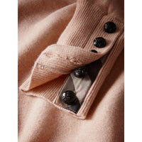 Pull en cachemire avec empiècement en maille torsadée - Apricot Pink
