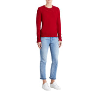 Pull en cachemire avec empiècement en maille torsadée - Military Red